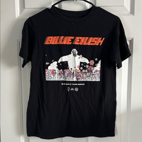 Billie Eilish x UNIQLO Takashi Murakami Kids Graphic Tee Black Size 9-10 - Picture 1 of 4